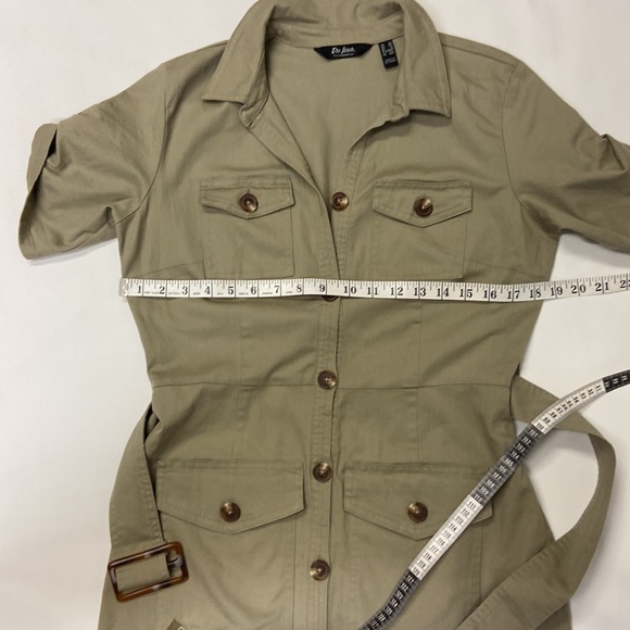 Du Jour Shirt Dress Khaki/Olive Button Down Utility hunger games Y2K Size 8P - Picture 11 of 16